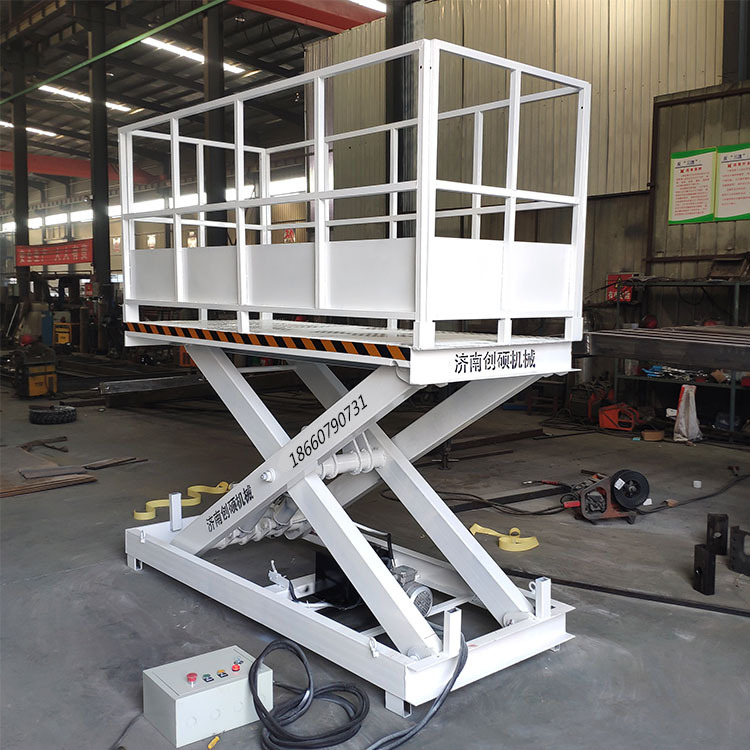 装卸货升降平台 2吨3吨固定剪叉升降台 带护栏固定剪刀升降机