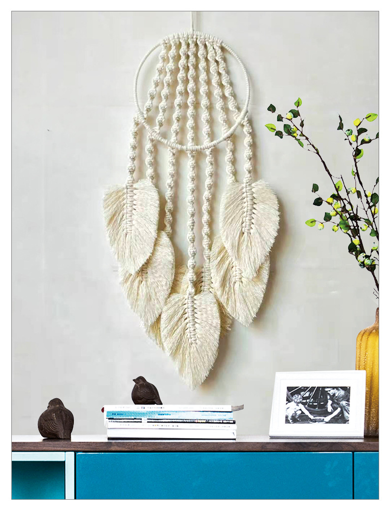 创意编织挂毯墙饰客厅卧室捕梦网装饰挂壁新中式树叶挂毯厂家供应