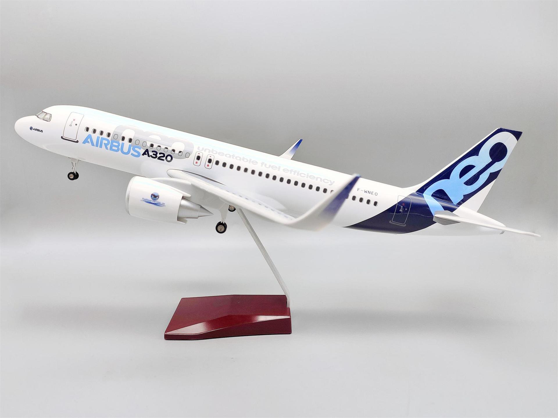 空客a320原型机 带led声控灯光起落架树脂模型 民航客机高端礼品