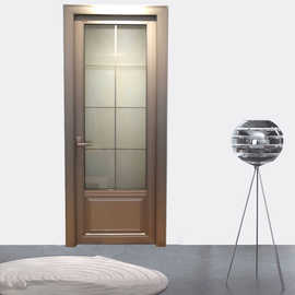 新款钛镁铝合金全包边厕所门厨房双包套卫生间门防水半玻璃套装门