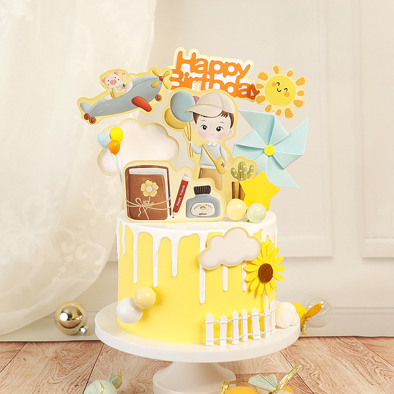 烘焙蛋糕装饰毕业书包男孩女孩开学季插牌儿童节小朋友生日插件