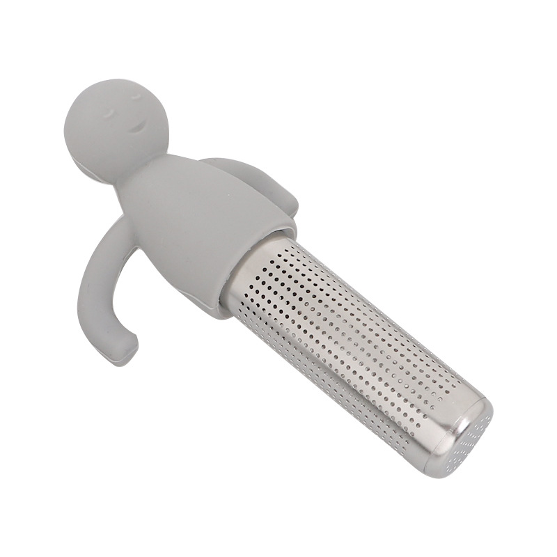 Creative Silica Gel Tea Strainer Tea Making Tools Stainless Steel 304 Tea Strainer Cute Little Man Separated by Tea Dust Lazy Man Tea Infuser