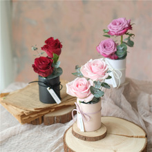 38节单支鲜花包装礼盒抱抱桶圆形花盒鲜花手提袋透明玫瑰插花盒