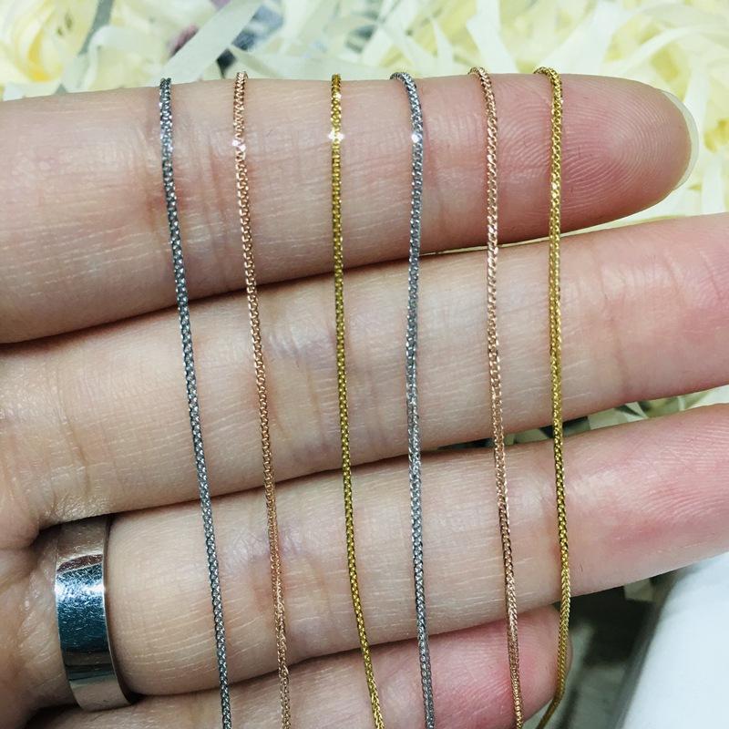 18k金肖邦链项链锁骨链简约链子au750蛇骨链显粗项链裸链金链子女