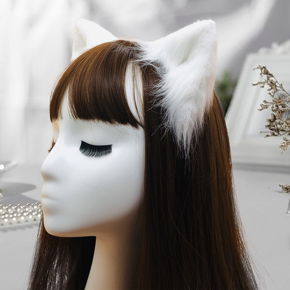 手作仿真猫耳发箍可爱毛绒洛丽塔动物耳朵cosplay兽耳kc头箍发饰