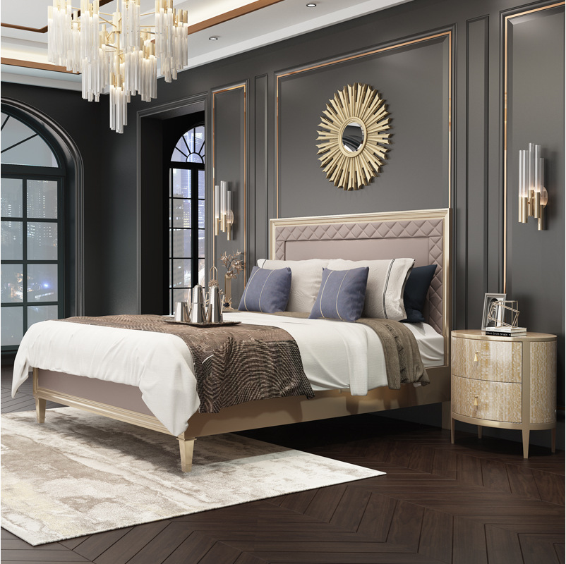 美式意式轻奢实木床现代简约主卧双人床1.8米欧式婚床美式储物床