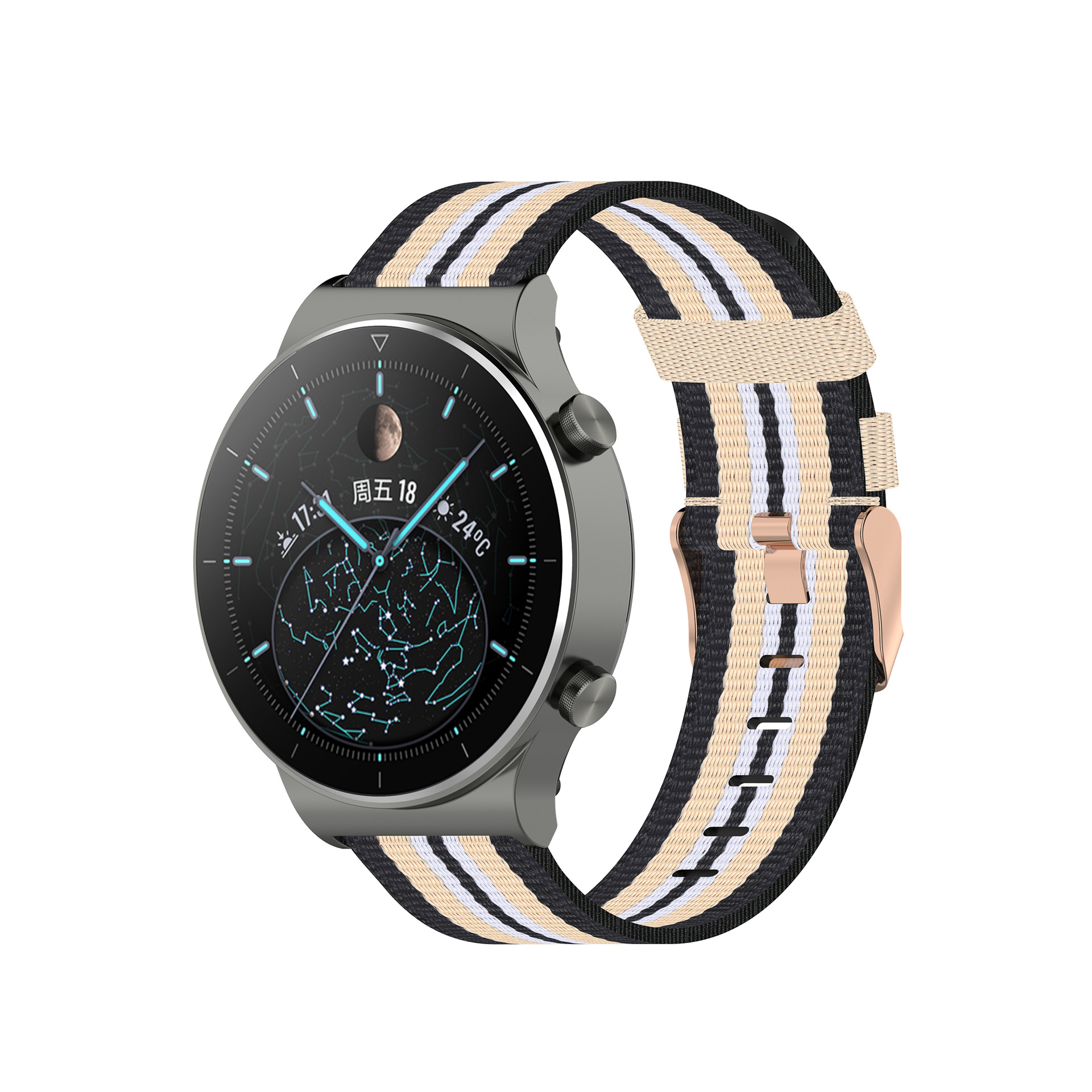 适用华为watch gt2 pro 华米bip u gtr2手表牛仔尼龙帆布表带22mm