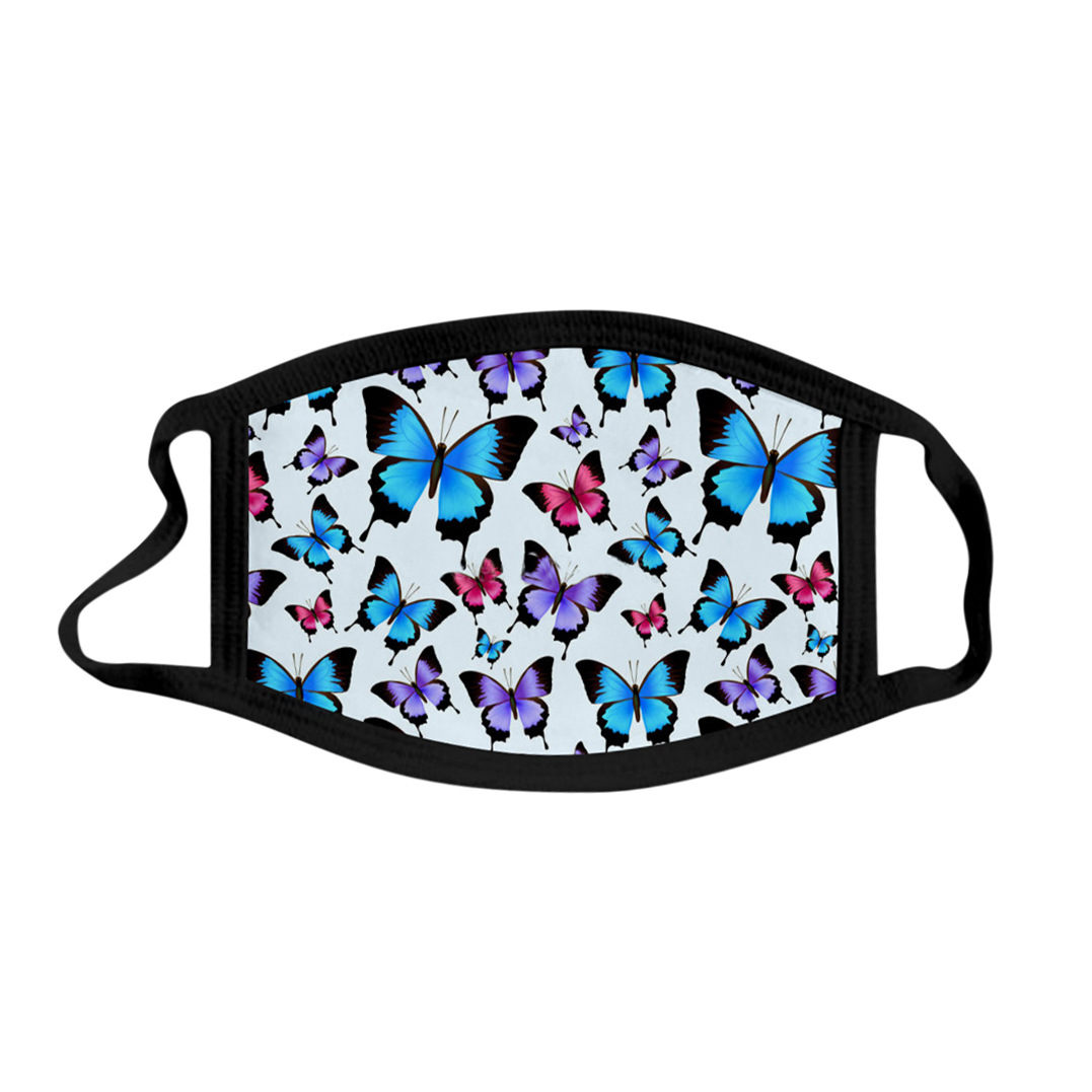 亚马逊热卖蝴蝶印花口罩棉成人布口罩订制可水洗棉质防尘口罩定做