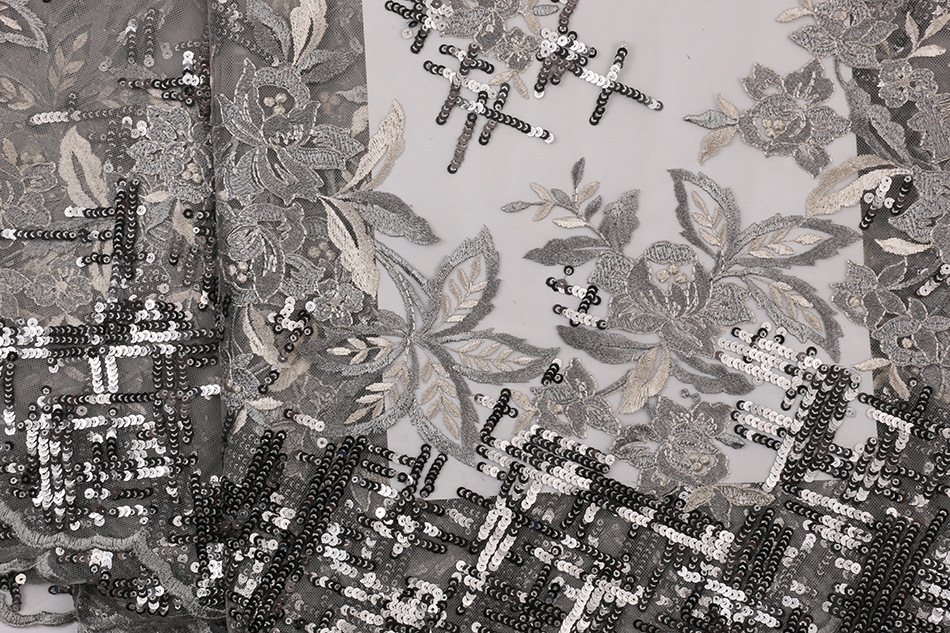 绣花布珠片布亮片绣电脑刺绣非洲花边african net lace