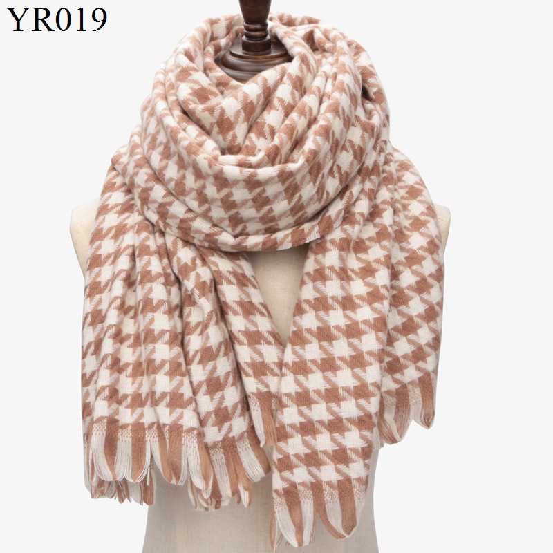 Classic Houndstooth Plaid Scarf Women's Barbed Hair Thickened Warm Shawl British Style Plaid Scarf Couple Scarf