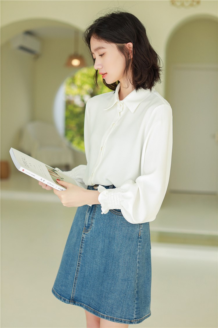 白衬衫女士设计感小众秋冬季长袖上衣外穿百搭2021年新款雪纺法式