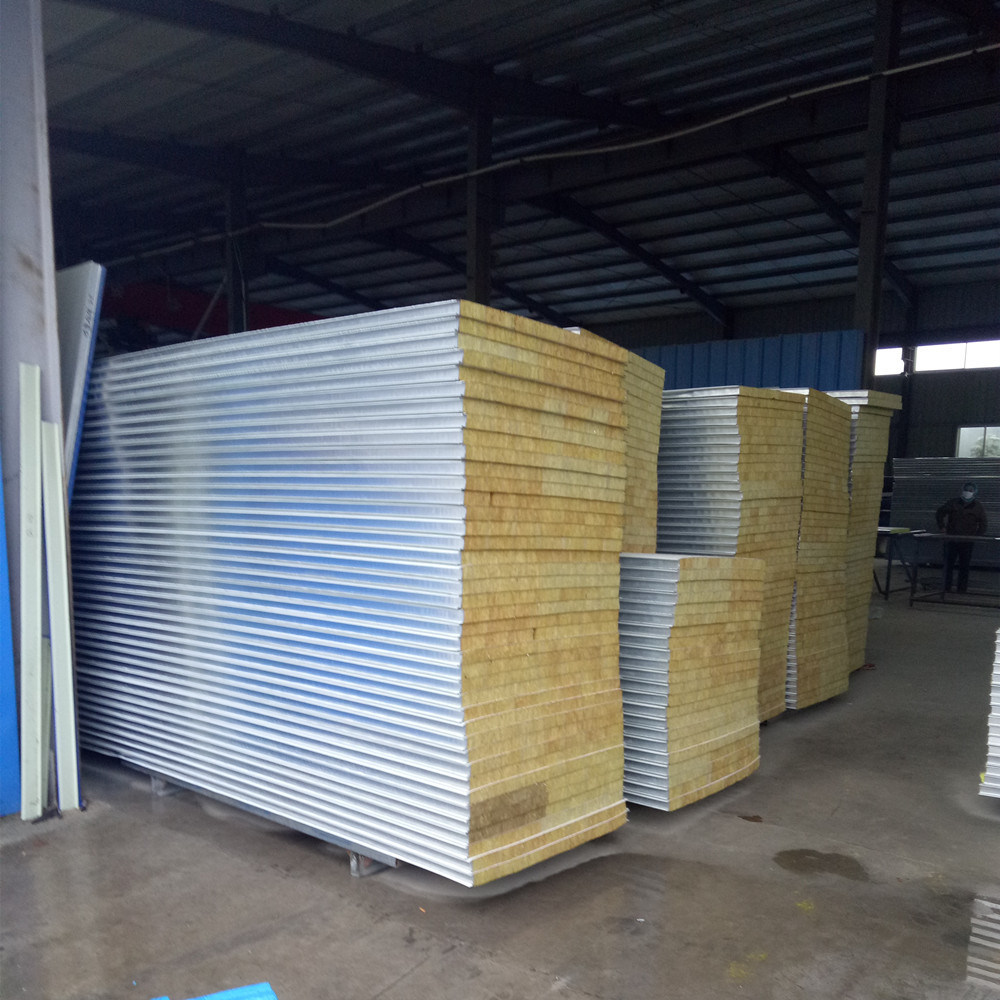 岩棉夹芯围挡钢结构彩钢板房建材彩钢板岩棉夹芯板夹心墙板