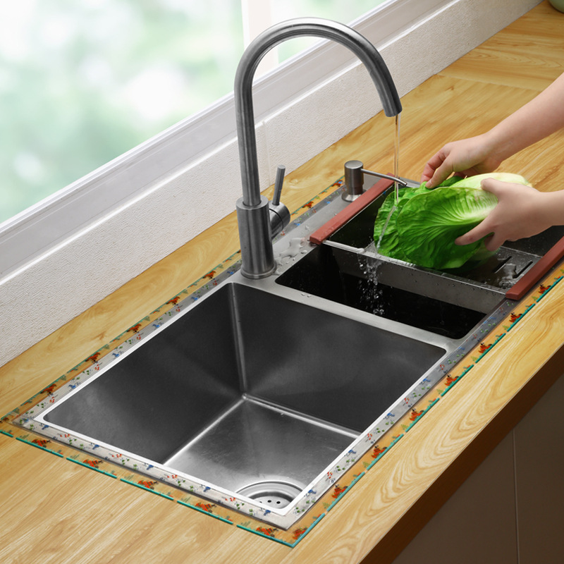 厨房台面水槽防水垫角落缝隙卫生间洗手池浴室挡水条防油美缝贴条