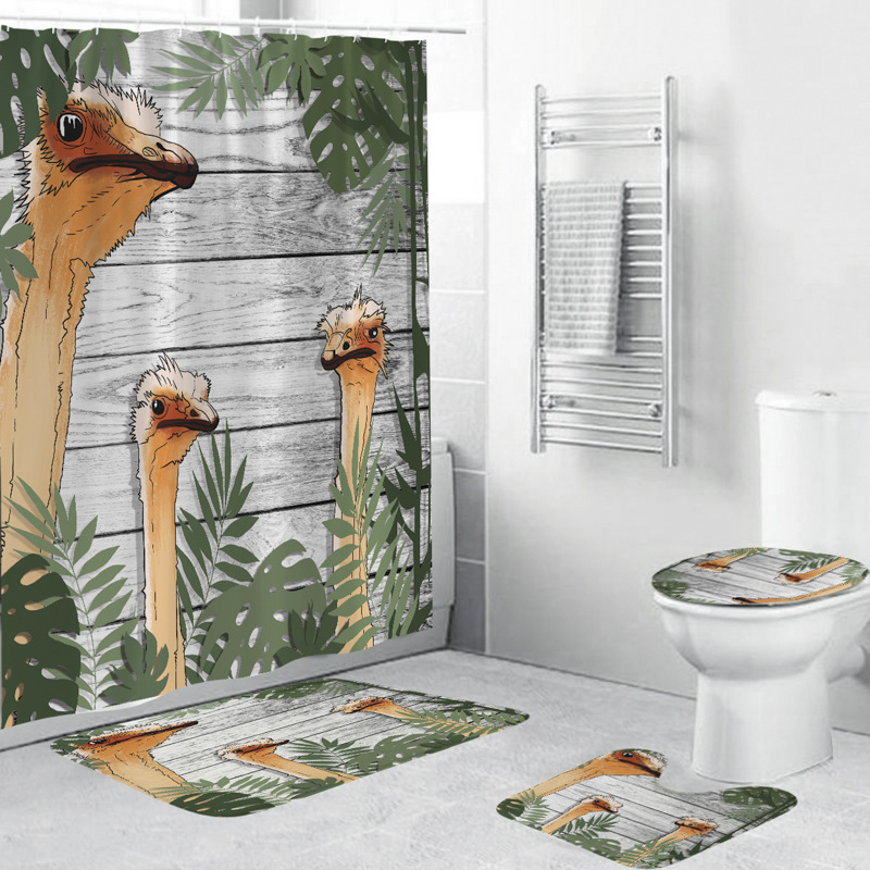 3D Digital Printing Shower Curtain Animal Image Waterproof Green Shower Curtain Bathroom Curtain Manufacturers Supply Personality Wholesale