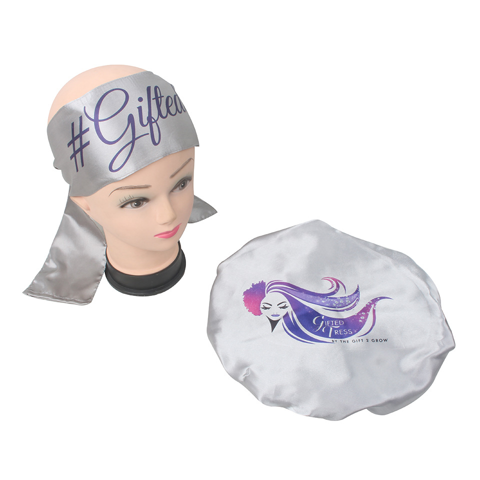 外贸定制logo假发发帽浴帽假发发带仿真丝色丁软布发带色丁袋