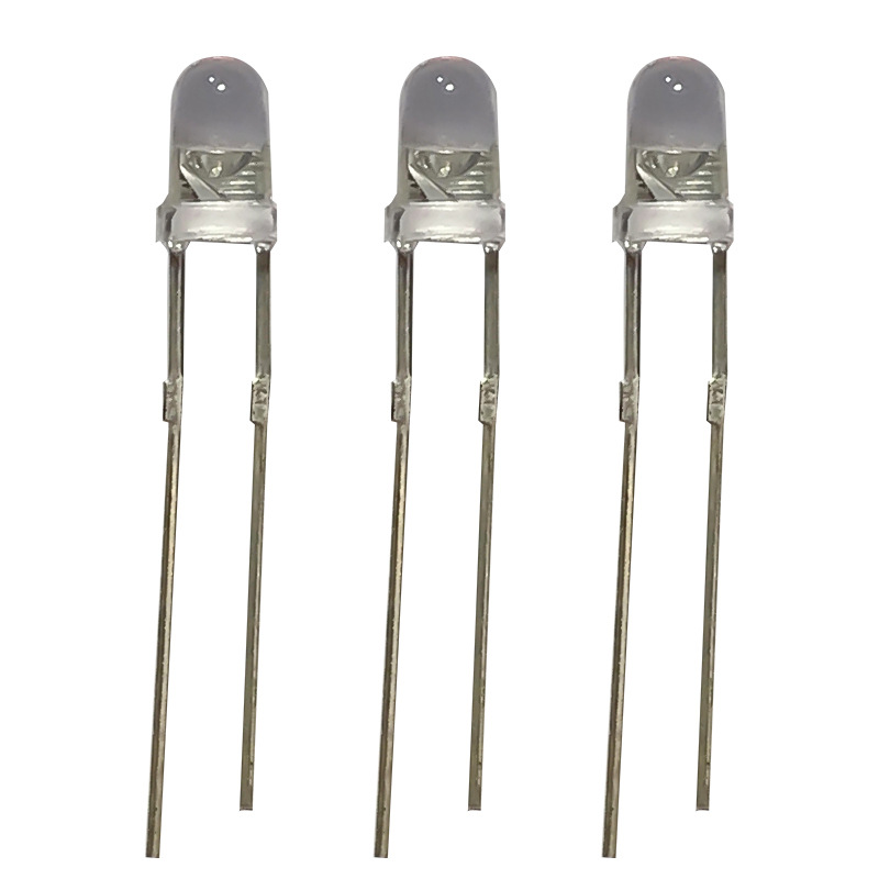 厂家生产 3mm直插式绿光led灯珠 f3 led灯珠 f3圆头有边绿光灯珠