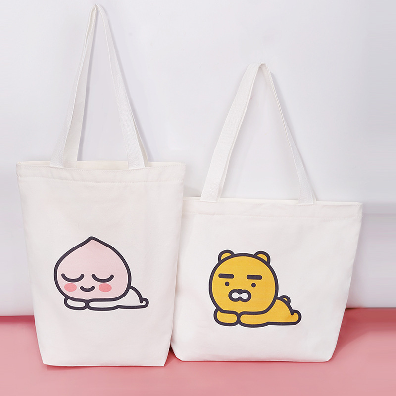 现货可爱时尚学生购物帆布袋 手提单肩帆布包批发 可定制图案logo