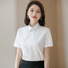 夏季女士薄款白色短袖衬衫职业气质半袖衬衣工作服工装正装上衣OL