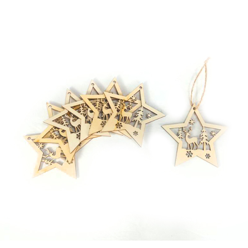 Creative Home Decoration Technology Gift Wooden Laser Cutting Hollow Christmas Home Party Pendant