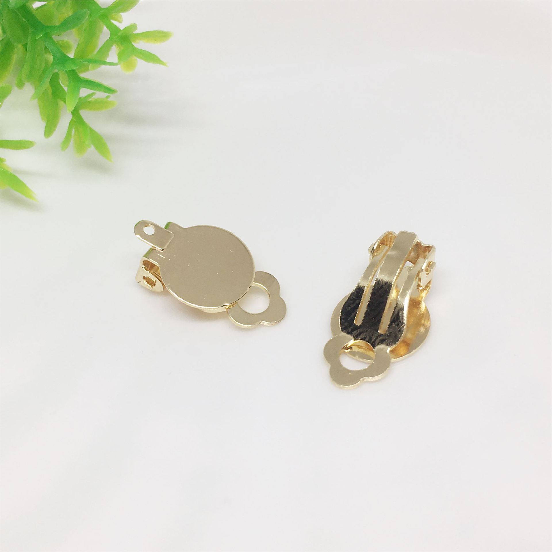 diy耳饰无耳洞夹扣配件铜10mm青蛙耳夹带吊粘饰品耳环改耳夹神器