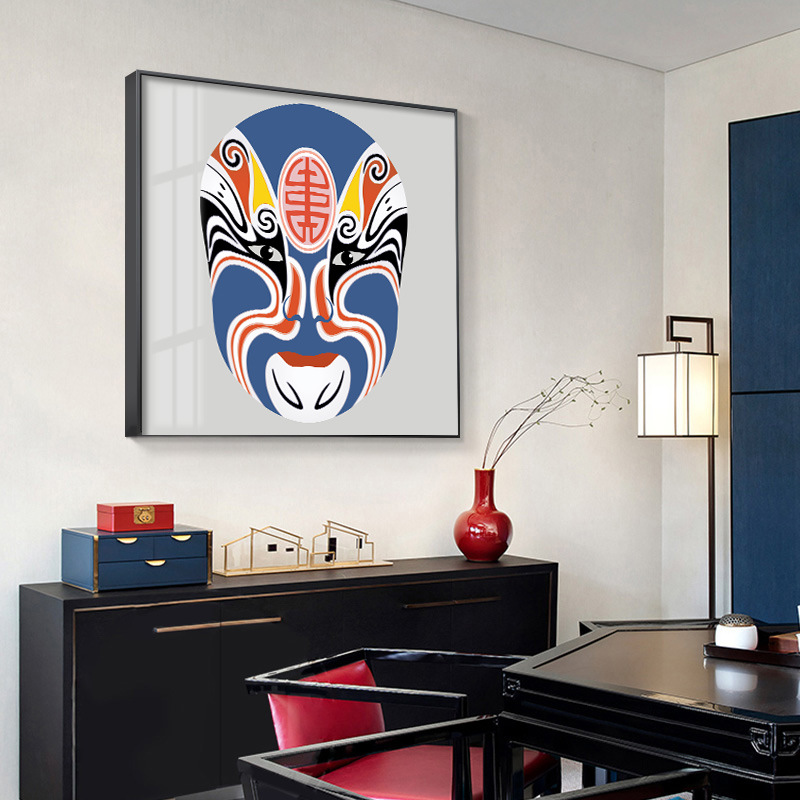 跨境新中式京剧人物川剧脸谱中国风农家乐餐厅火锅店客厅装饰画