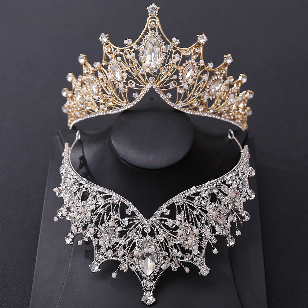 钻岗韩式婚庆生日发饰王冠 淘宝热销镶水钻串水晶珠新娘手工皇冠