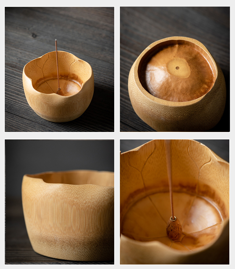 线香插香座家用禅意日式 竹子莲花香插香托香台卧香插香器熏香炉