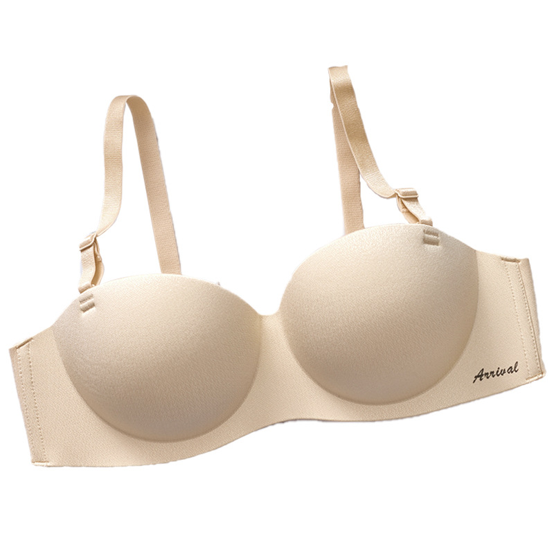 跨境专供新款无痕文胸 一片式女士内衣带肩带无钢圈聚拢胸罩