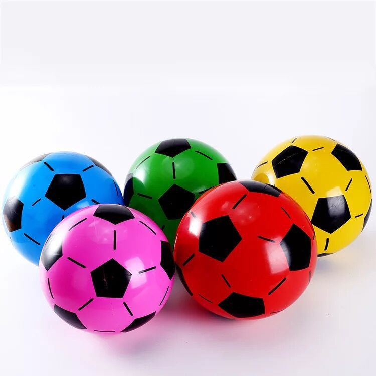 Factory Wholesale 22cm Rubber Ball Children's Inflatable Toy Football PVC Inflatable Color Football Elastic Football