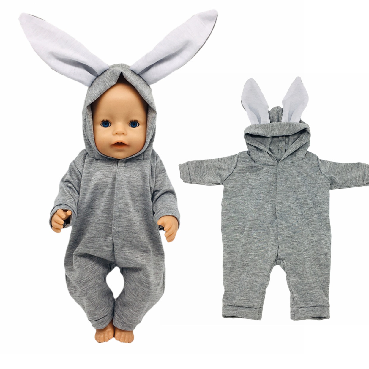 18寸43cm夏芙娃娃衣服zapf baby born兔子换装连体衣娃娃衣服配件