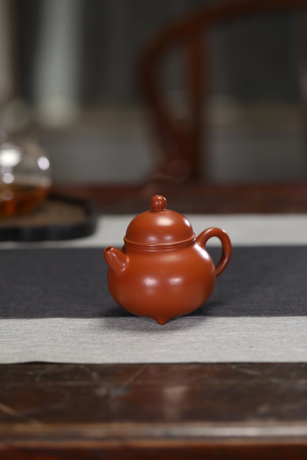 宜兴紫砂壶茶具茶道名家正品纯手工精品原矿优质朱泥三足掇球壶