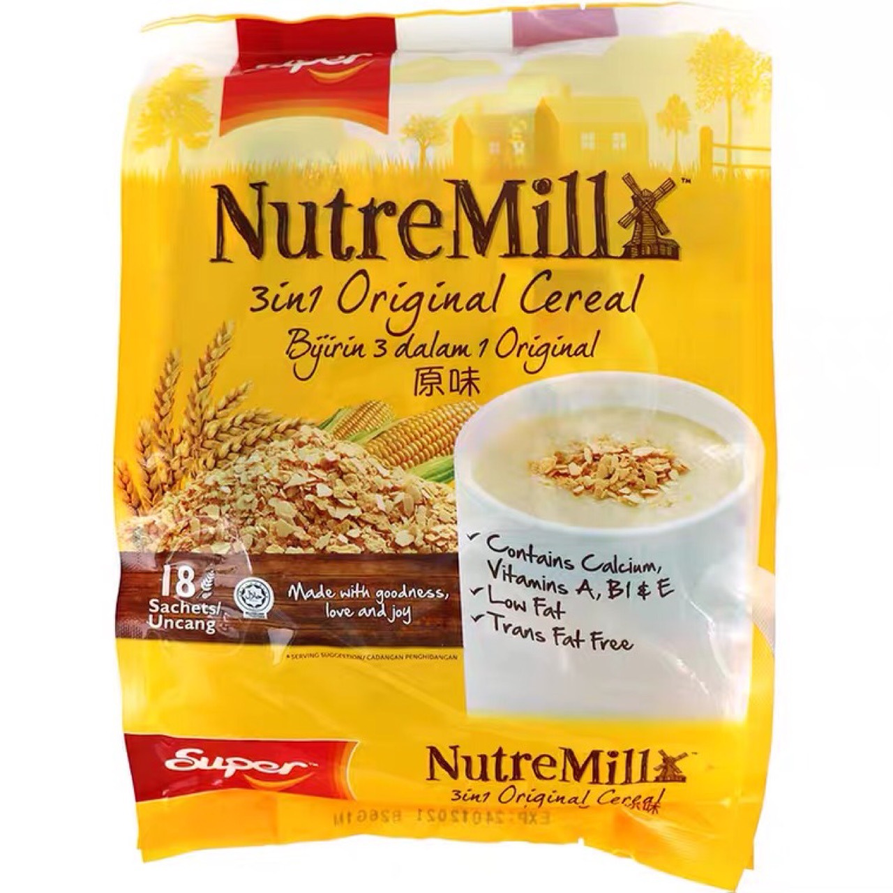 新加坡super超级麦片低糖原味燕麦片多口味营养即食冲饮代餐