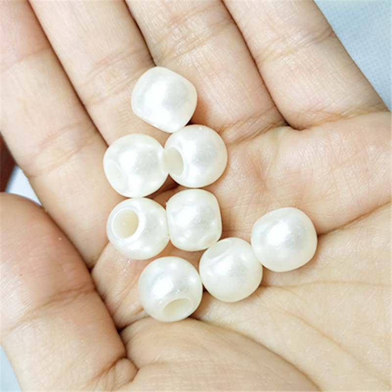 大孔仿珍珠圆珠子diy亚克力手链头饰发圈12塑料服饰配件手工串珠