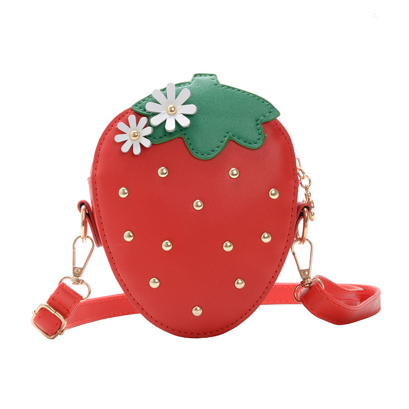 2020 Spring New Children's Bags Three-Dimensional Strawberry Pu Shoulder Bag Children Crossbody Accessory Bag Princess Coin Purse