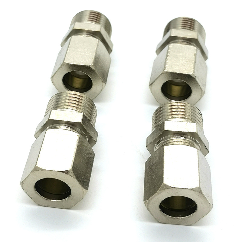 黄铜配件铜管卡套液压接头pc4/6/8/10/12-01分油管接头厂家定制