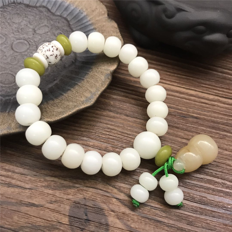 White Jade Bodhi Root Lotus Bracelet 108 Pcs Bodhi Rosary Beads Men's and Women's Single Ring Bracelet Ornament Factory Wholesale