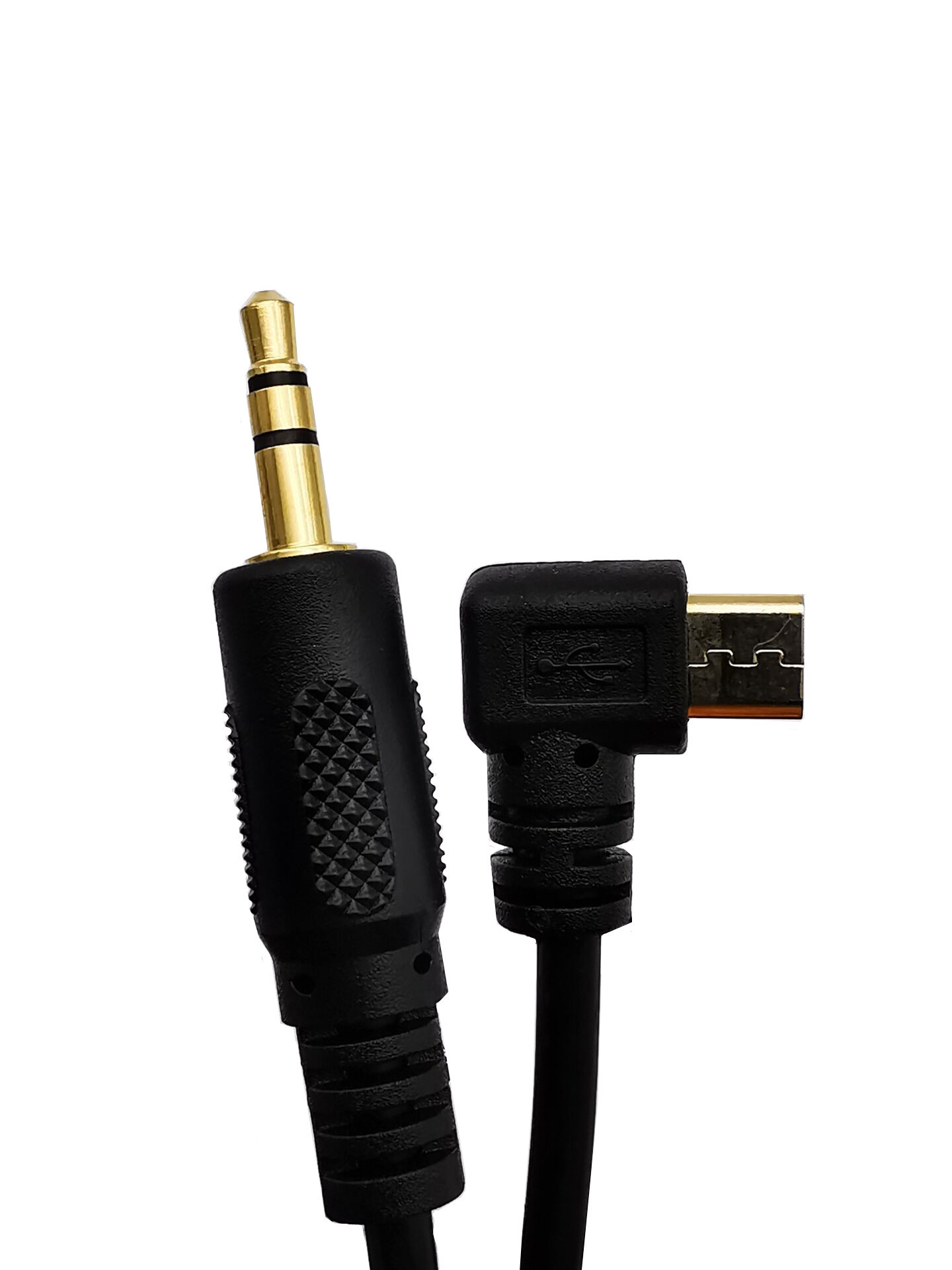 镀金手机车载音响aux线usbmicro安卓接口转dc353级弯头连接线