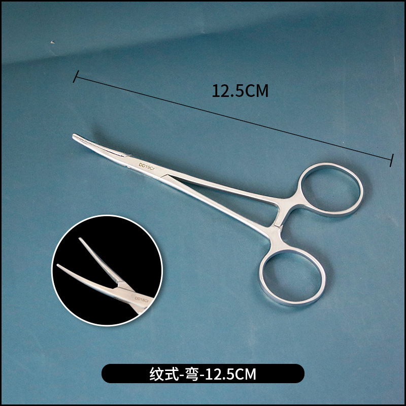 Hemostat Tweezers Stainless Steel Straight Bent Needle Holder Pet Fishing Hook Pickup Device Cupping Size