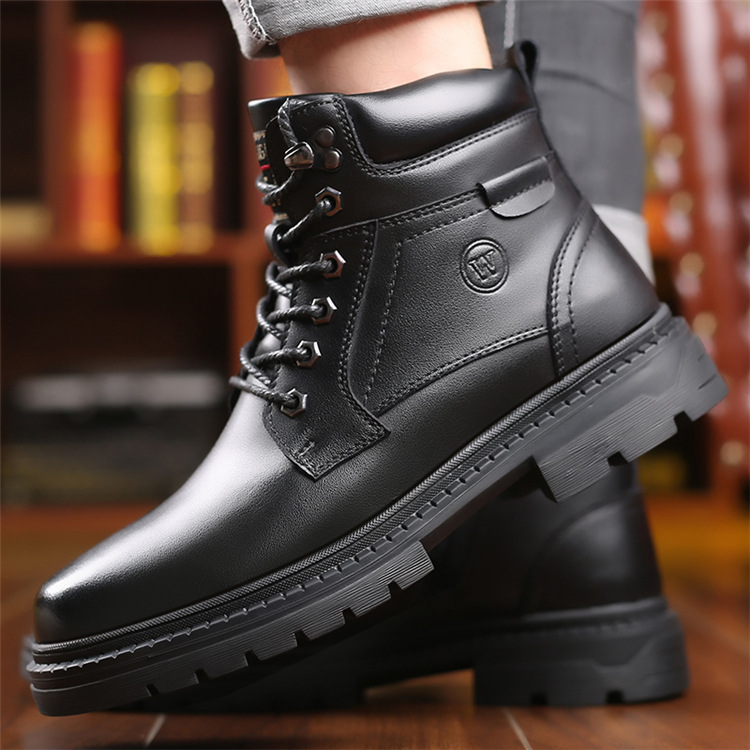 2021 New Fashion Warm Keeping Business Men's Shoes Fur Integrated Comfortable High-Top Shoes Fleece-lined Thick Soft Soled Dr. Martens Boots