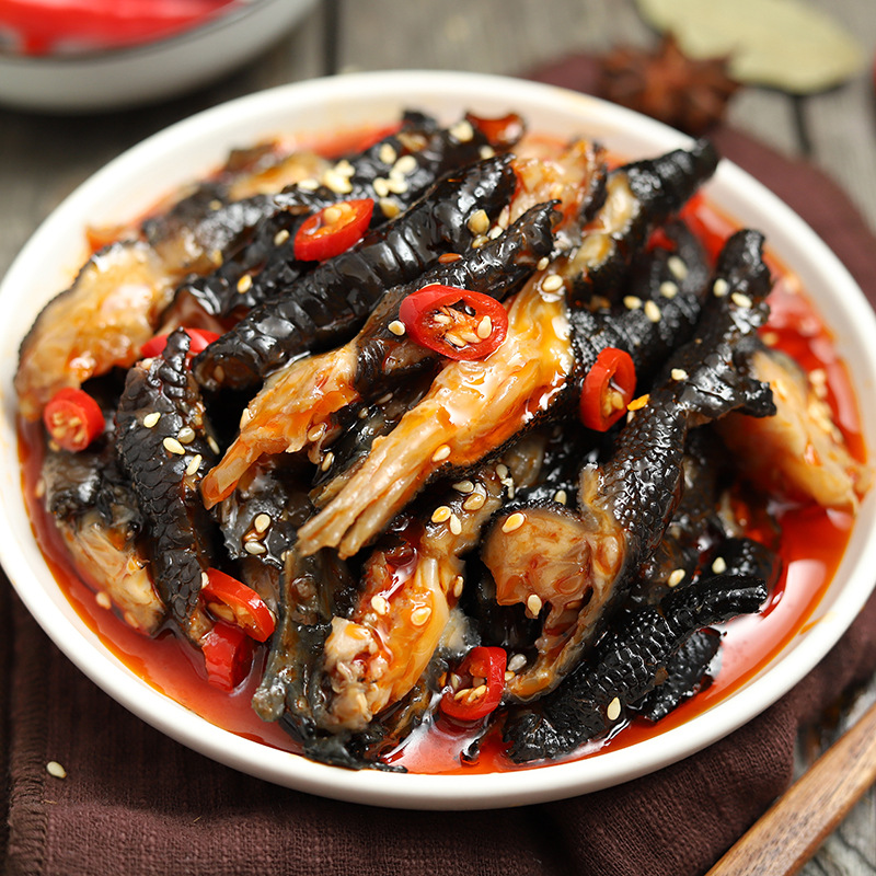麻辣冷冻无骨凤爪超市肉类袋装零食ktv小吃批乌鸡脚即食黑鸡爪