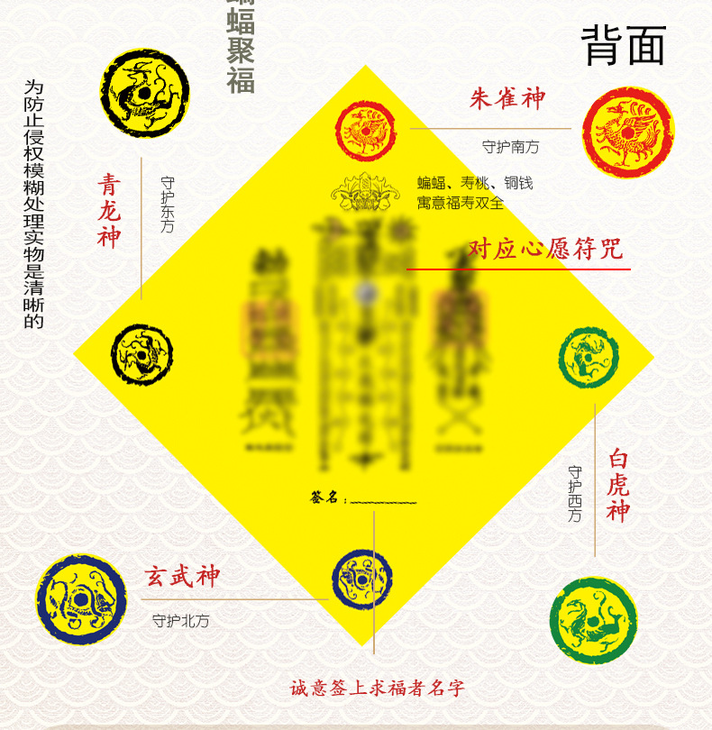 妙缘五行八卦符福字海神门福符咒风水贴八卦镜镇宅贴车贴符门对门