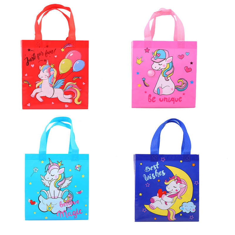 Amazon Cartoon Non-Woven Bag Film Hot-Pressed Color Shopping Bag Student Tuition Handbag New Manufacturer