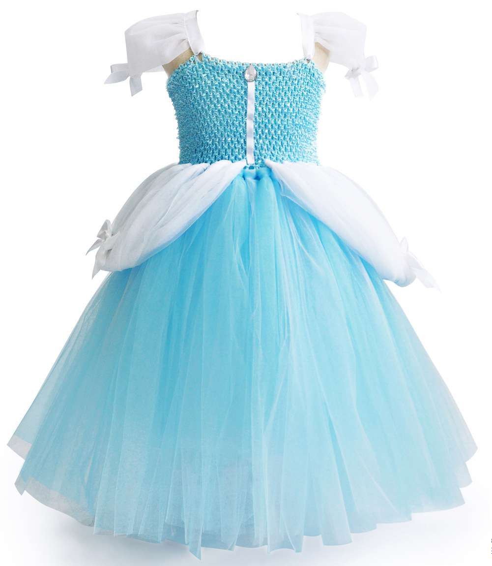 女童灰姑娘公主裙小女孩蓝色生日裙万圣节演出服辛德瑞拉的裙子