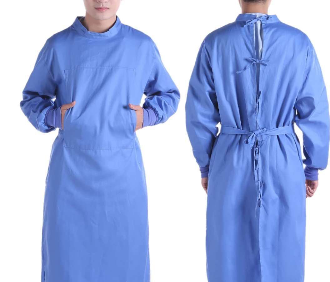 定制 手术室反穿式全包式墨绿蓝色手术衣棉男女洗手衣隔离衣手