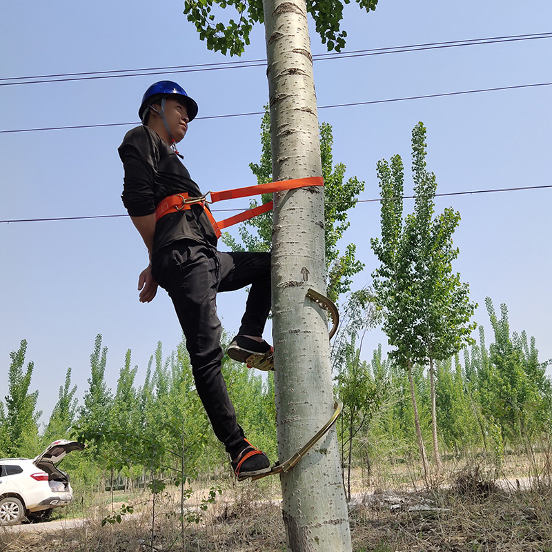 现货批发电工木杆脚扣加厚爬杆铁鞋爬树工具电信登杆脚扣爬树