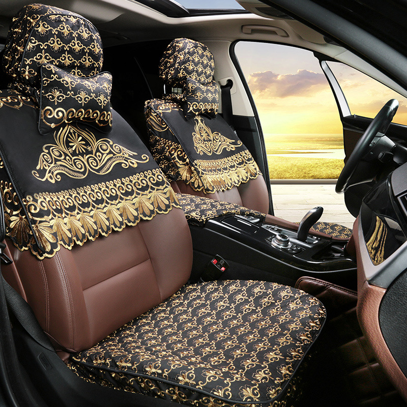 Cotton Car Seat Cover Half Cover Special Car Half Cover All-Inclusive Seat Cover Four Seasons Lace Embroidery Car Seat Cushion