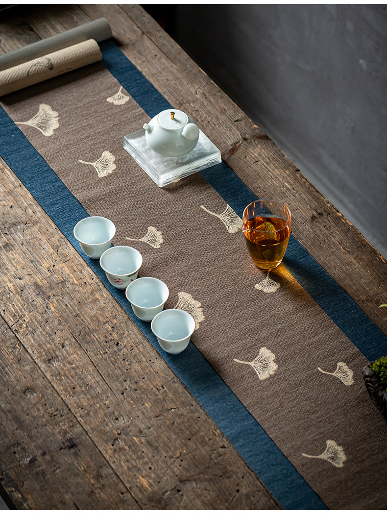 茶巾茶席桌布防水银杏织锦丝绢茶旗中国风茶道干泡台桌旗厂家直销