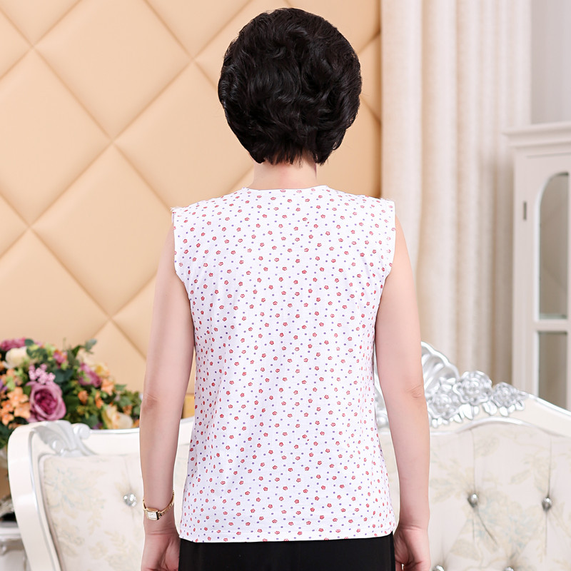 中老年人汗衫无袖女式内衣棉妈妈背心打底棉针织加夏季码