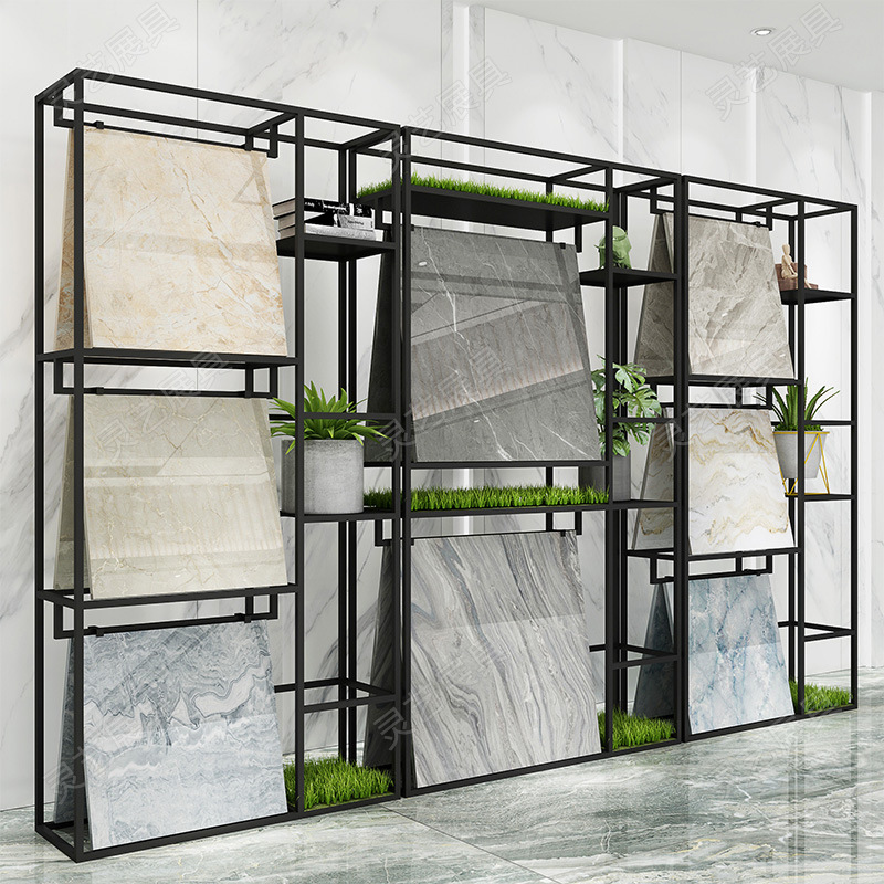双面大板瓷砖展架可移动600 800简约定制款地砖展示架陶瓷样品架