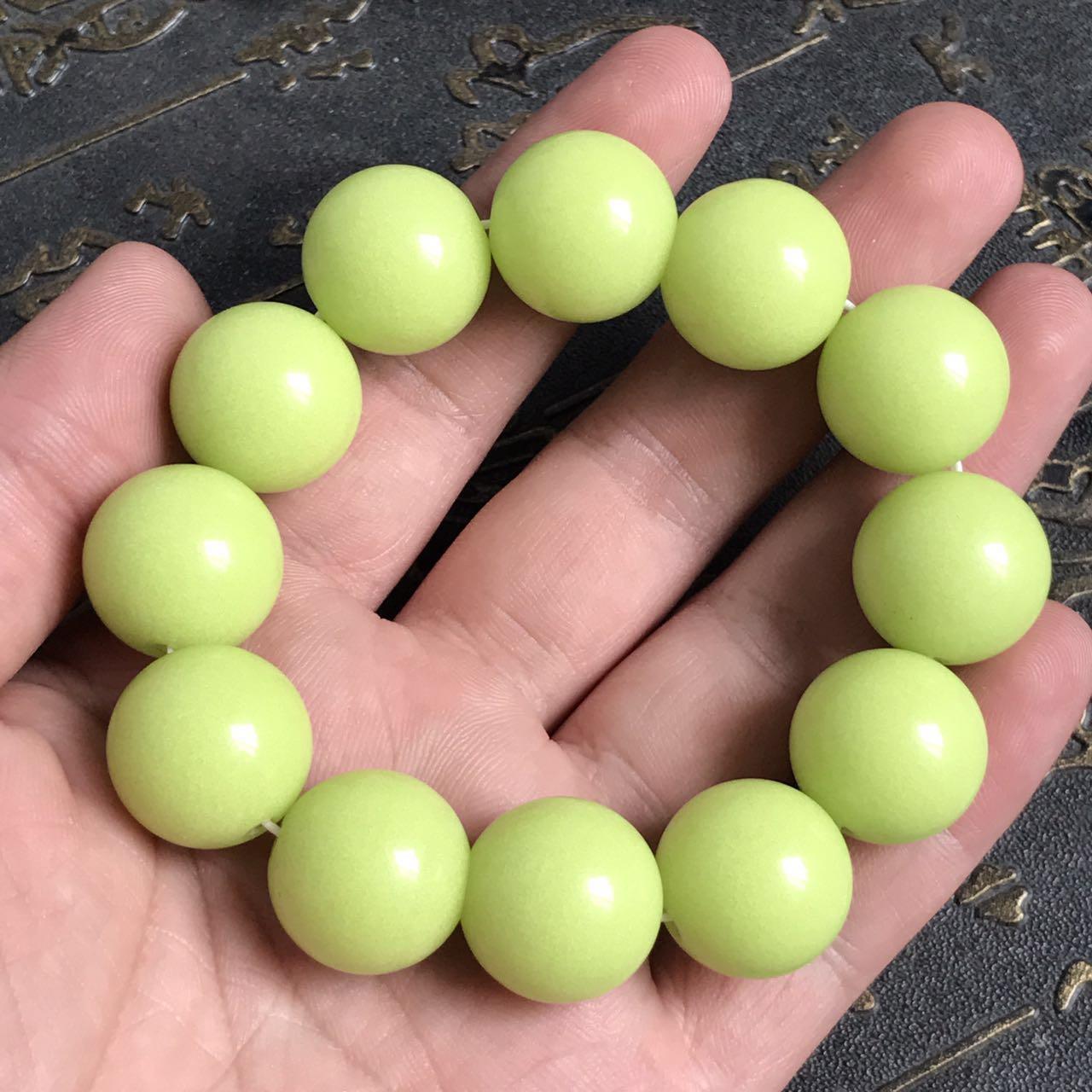 真品萤石夜明珠手链夜光石原石单圈发光手串情侣男女款礼物